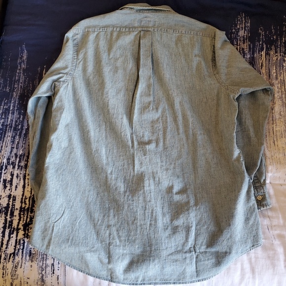 Chambray Polo RL Long Sleeve Button Shirt Large - Picture 6 of 6